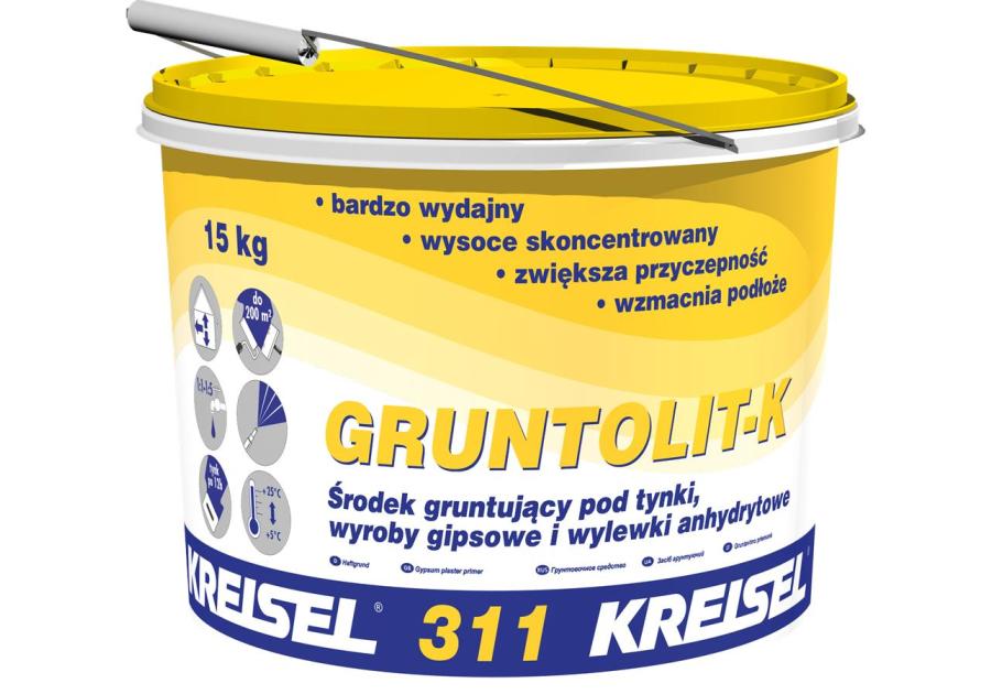 Zdjęcie: Grunt pod tynki gipsowe Gruntolit-K 311 - 15 kg KREISEL