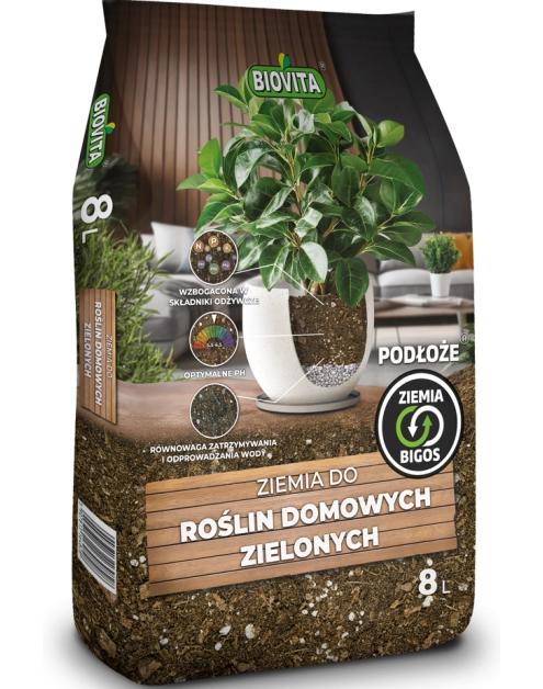 Zdjęcie: Ziemia do roślin domowych zielonych Bigos 8L BIOVITA