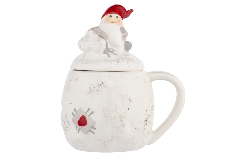 Zdjęcie: Kubek dolomitowy Mikołaj z pokrywką 13,5x10x15,5 cm biały ALTOMDESIGN