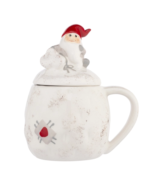 Zdjęcie: Kubek dolomitowy Mikołaj z pokrywką 13,5x10x15,5 cm biały ALTOMDESIGN