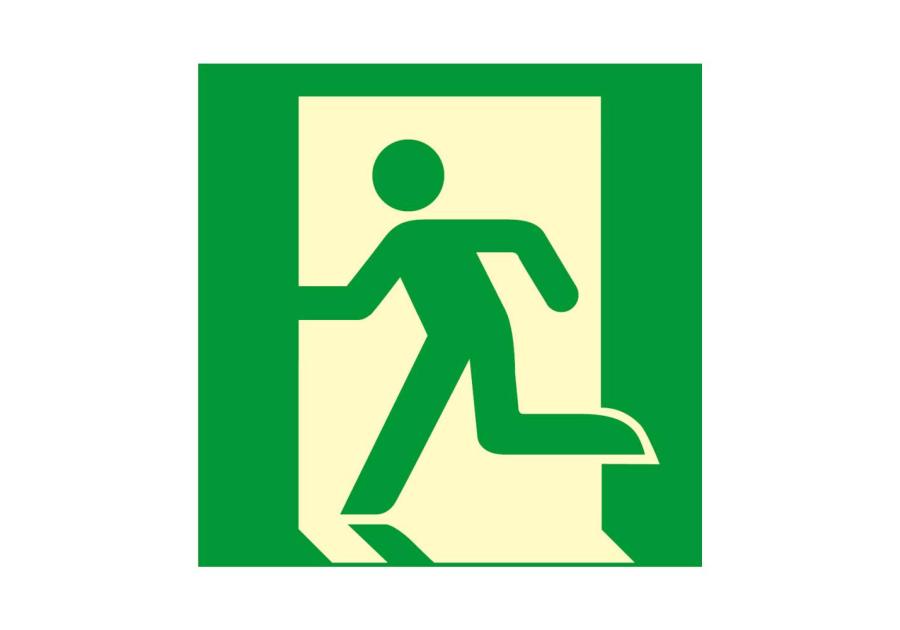 Zdjęcie: Oznaczenie "Drzwi ewakuacyjne w lewo" 15x15 cm płyta METRO