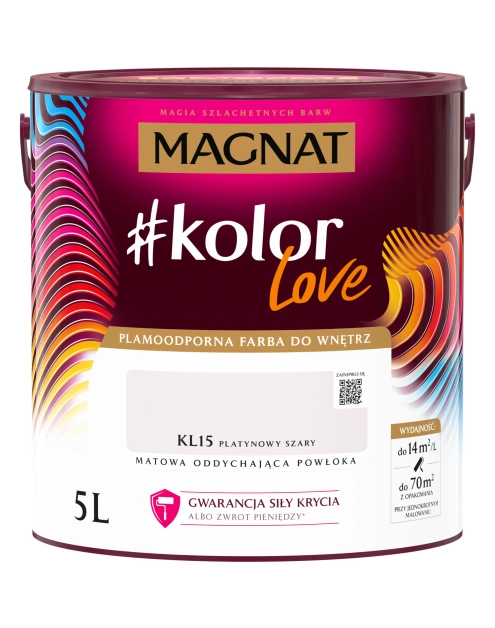 Zdjęcie: Farba plamoodporna kolorLove KL15 platynowy szary 5 L MAGNAT