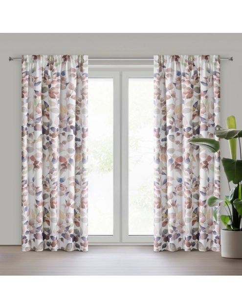 Zdjęcie: Zasłona Lili z mikrofibry 140x270 cm biało-ruda na taśmie EUROFIRANY