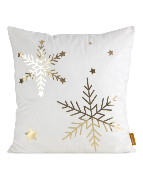 Zdjęcie: Poduszka welwetowa świąteczna 45x45 cm biało-złota EUROFIRANY