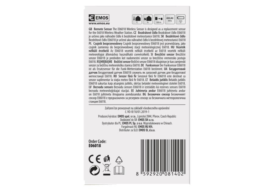 Zdjęcie: Czujnik do stacji E6018, E6016 EMOS
