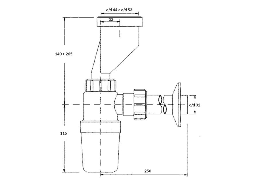 Zdjęcie: Syfon pisuarowy z przesunięciem 32 mm2 x32 mm z uszczelką wargową MCALPINE