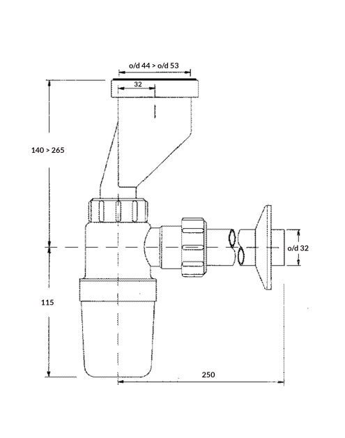 Zdjęcie: Syfon pisuarowy z przesunięciem 32 mm2 x32 mm z uszczelką wargową MCALPINE