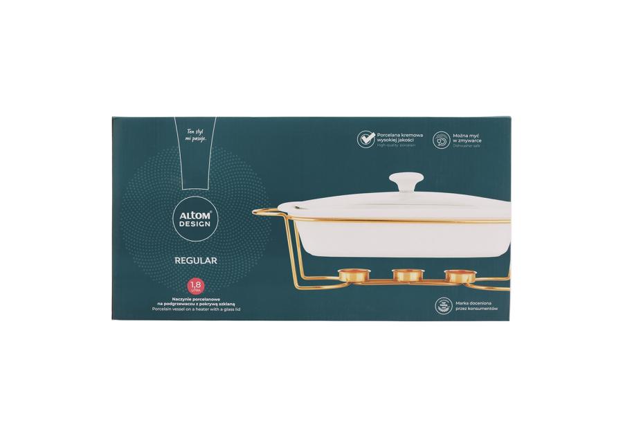 Zdjęcie: Naczynie do zapiekania Regular prostokątne 1800 ml na pogrzewaczu w kolorze złotym ALTOM DESIGN