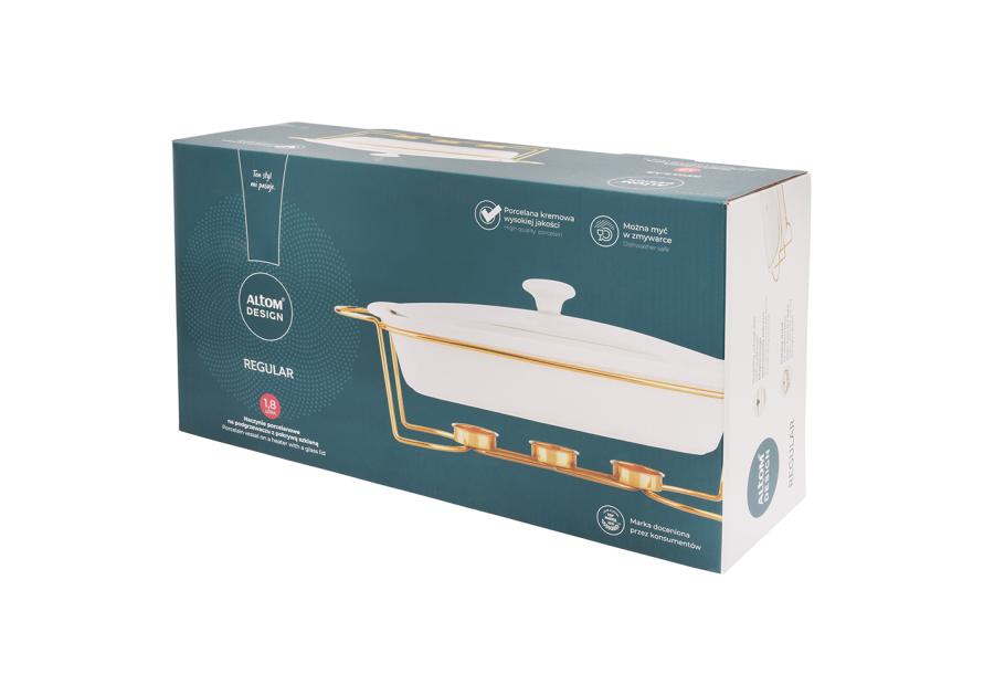 Zdjęcie: Naczynie do zapiekania Regular prostokątne 1800 ml na pogrzewaczu w kolorze złotym ALTOM DESIGN