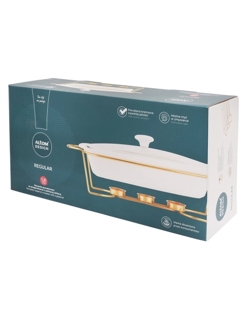 Zdjęcie: Naczynie do zapiekania Regular prostokątne 1800 ml na pogrzewaczu w kolorze złotym ALTOM DESIGN