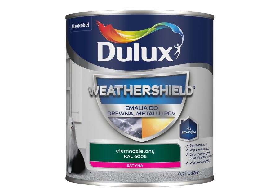 Zdjęcie: Emalia Dulux Weathershield ciemnozielony RAL 6005 DULUX