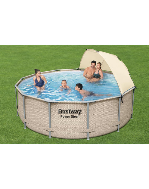 Zdjęcie: Basen stelażowy z baldachimem Power Steel 396x107 cm 11133 L BESTWAY