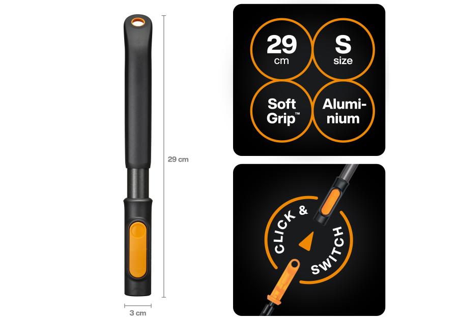 Zdjęcie: Uchwyt aluminiowy krótki rozmiar S One Click FISKARS