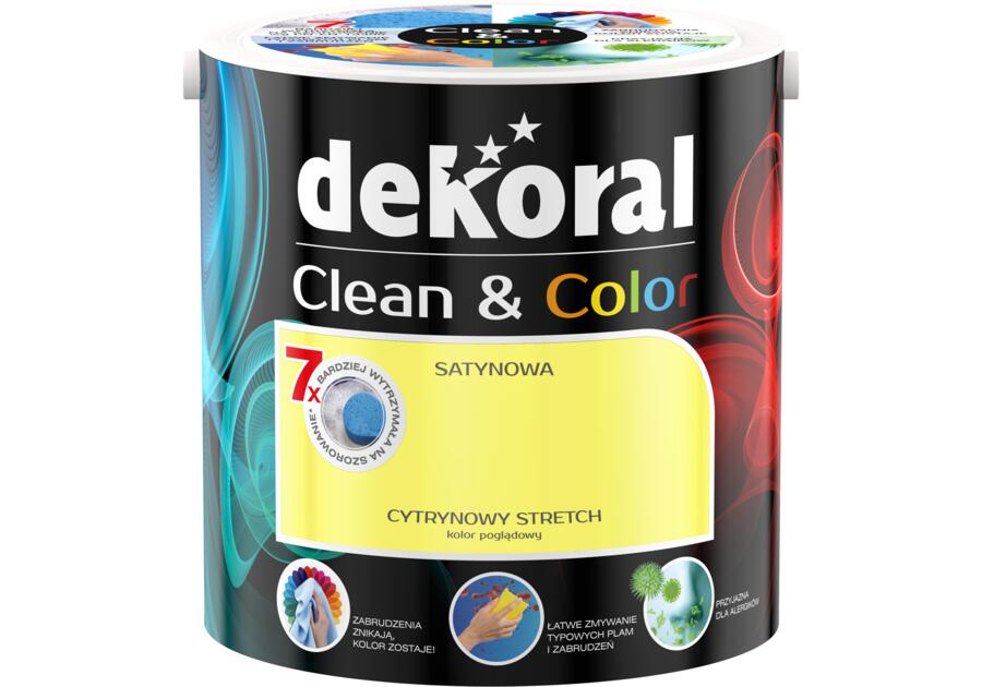 Zdjęcie: Farba satynowa Clean&Color 2,5 L cytrynowy stretch DEKORAL