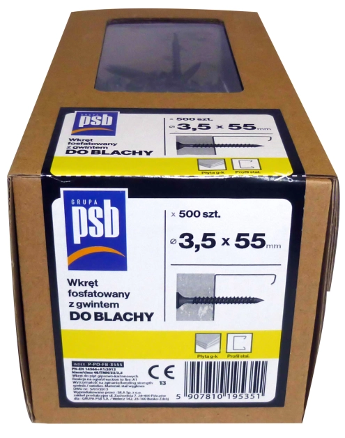 Zdjęcie: Wkręt fosfatowany do blachy 3,5x55 mm - 500 szt. SILA