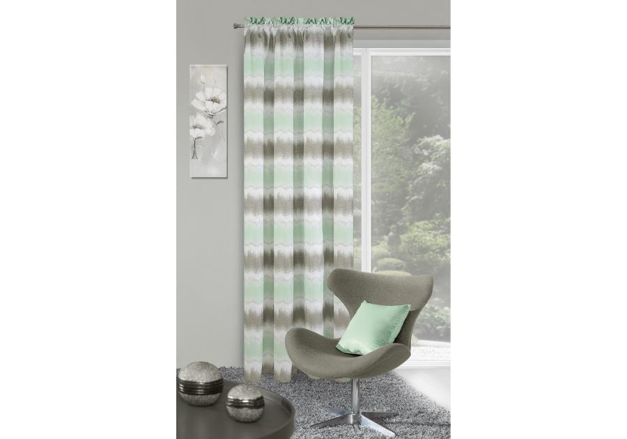 Zdjęcie: Zasłona Roxy 140x250 cm srebrno-miętowa na taśmie EUROFIRANY