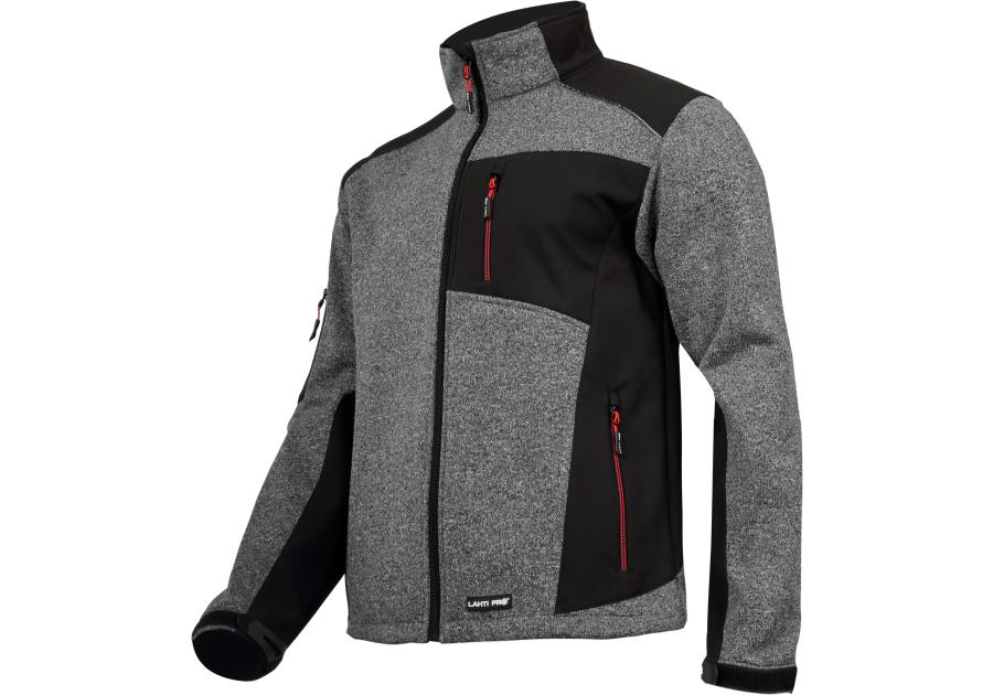 Zdjęcie: Kurtka sweter wstawki softshell, szaro-czarna, L, CE, LAHTI PRO