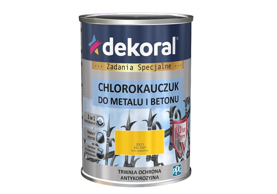 Zdjęcie: Farba do metalu i betonu Chlorokauczuk Strong żółty RAL 1007 1 L DEKORAL