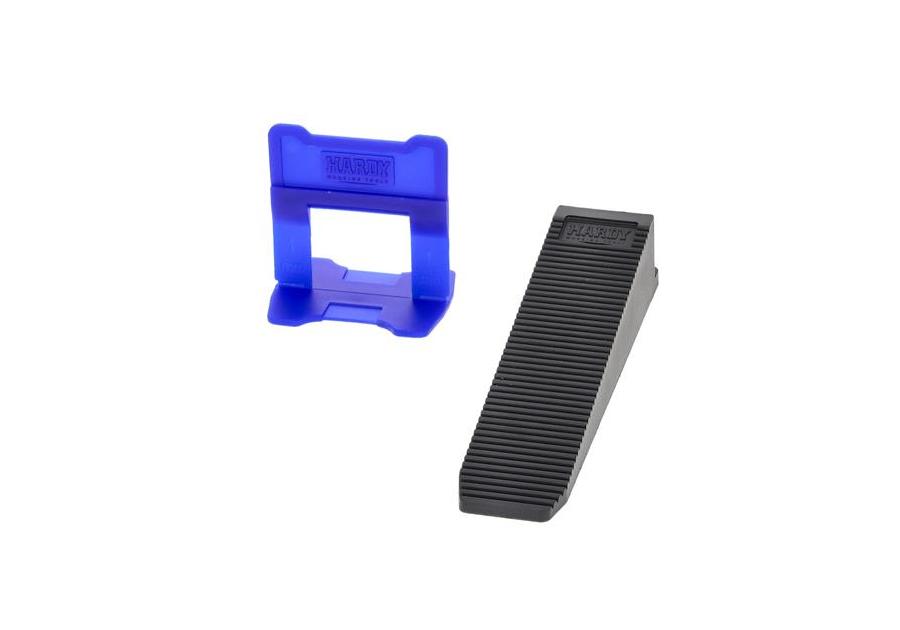 Zdjęcie: System do poziomowania płytek Klipsy fuga 1 mm wiaderko 100 sztuk i 50 sztuk kliny HARDY