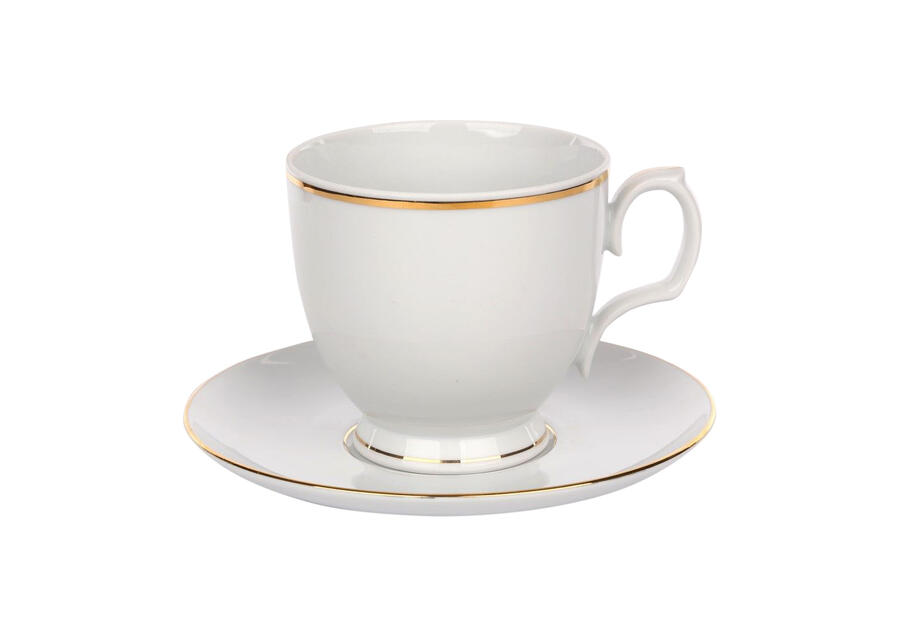 Zdjęcie: Filiżanka Cappuccino Mariapaula Złota Linia  350 ml, spodek 17 cm w opasce ALTOMDESIGN