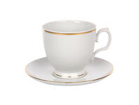 Zdjęcie: Filiżanka Cappuccino Mariapaula Złota Linia  350 ml, spodek 17 cm w opasce ALTOMDESIGN