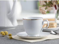 Zdjęcie: Filiżanka Cappuccino Mariapaula Złota Linia  350 ml, spodek 17 cm w opasce ALTOMDESIGN