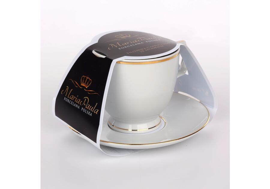 Zdjęcie: Filiżanka Cappuccino Mariapaula Złota Linia  350 ml, spodek 17 cm w opasce ALTOMDESIGN