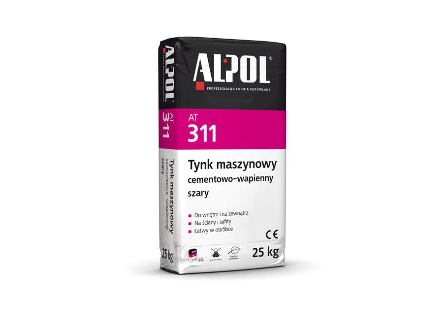 Zdjęcie: Tynk cementowo-wapienny maszynowy 30 kg szary AT311 ALPOL
