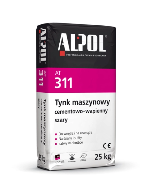Zdjęcie: Tynk cementowo-wapienny maszynowy 30 kg szary AT311 ALPOL