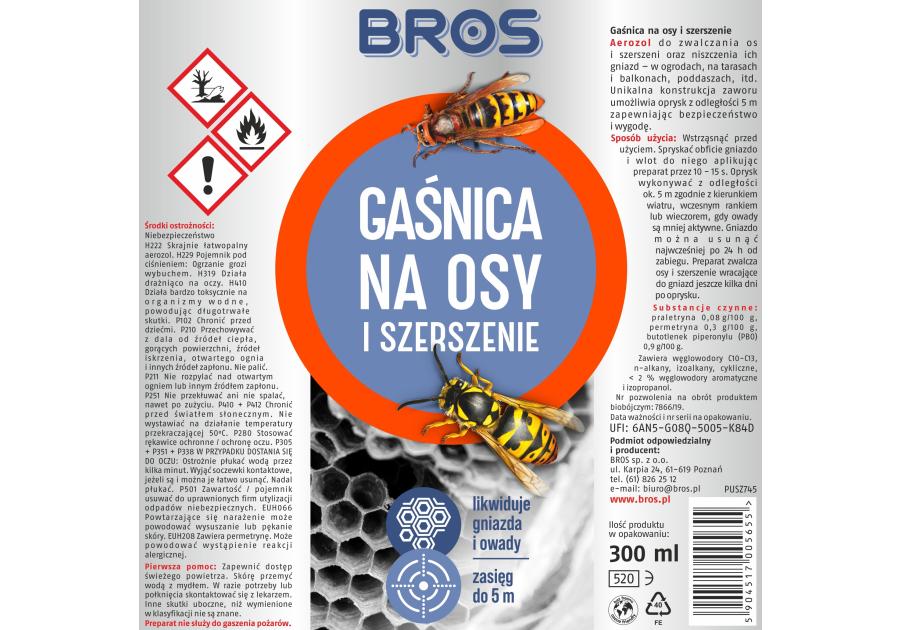 Zdjęcie: Gaśnica na osy i szerszenie 300 ml BROS