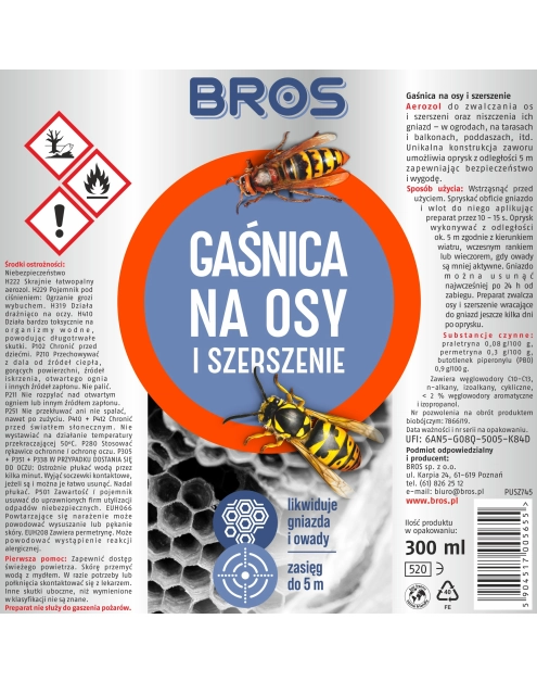 Zdjęcie: Gaśnica na osy i szerszenie 300 ml BROS