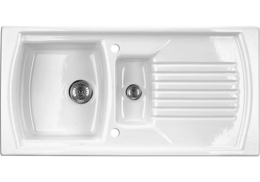 Zdjęcie: Zlewozmywak Lusitano ceramiczny biały 1,5K Z/O 1000x500x240,3,5"/2" + osprzęt DEANTE