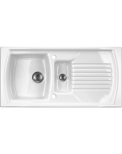 Zdjęcie: Zlewozmywak Lusitano ceramiczny biały 1,5K Z/O 1000x500x240,3,5"/2" + osprzęt DEANTE