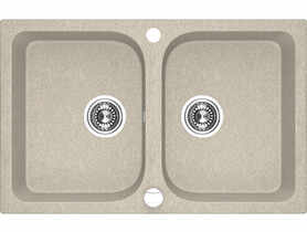 Zlewozmywak Celia granitowy 2-komorowy 48x76 cm z syfonem LAVEO