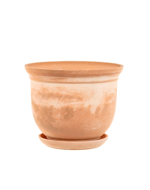Zdjęcie: Doniczka ceramiczna Grecka 12,5x16 cm terakota z bielą WOKAS