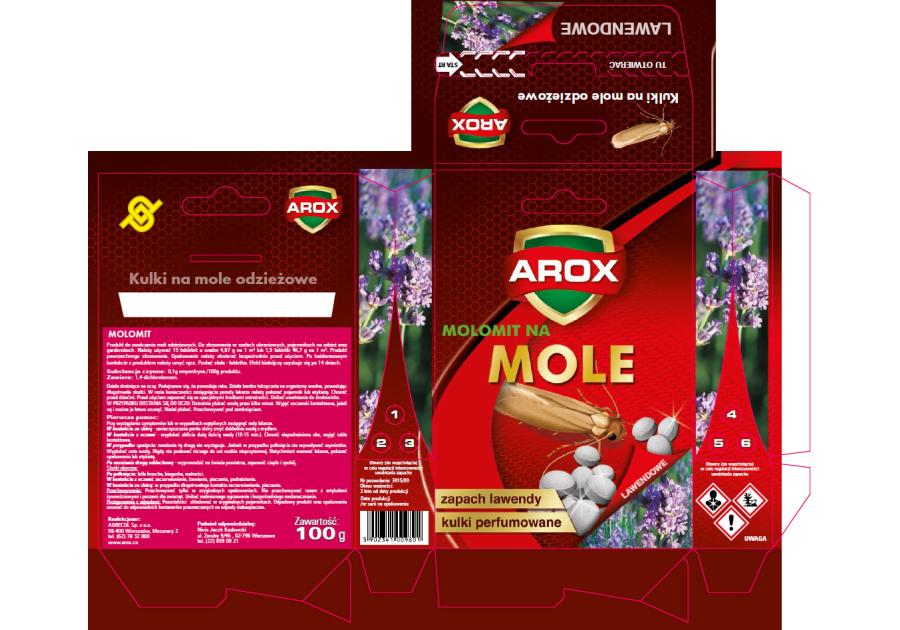 Zdjęcie: Kulki na mole odzieżowe lawendowe Arox 0,1 kg AGRECOL