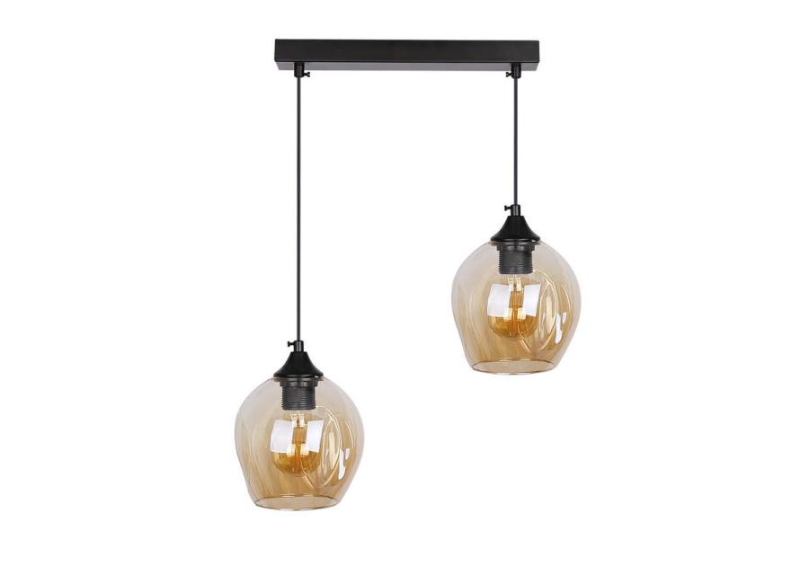 Zdjęcie: Lampa wisząca Aspa czarny 2x40 W E27 klosz brązowy CANDELLUX