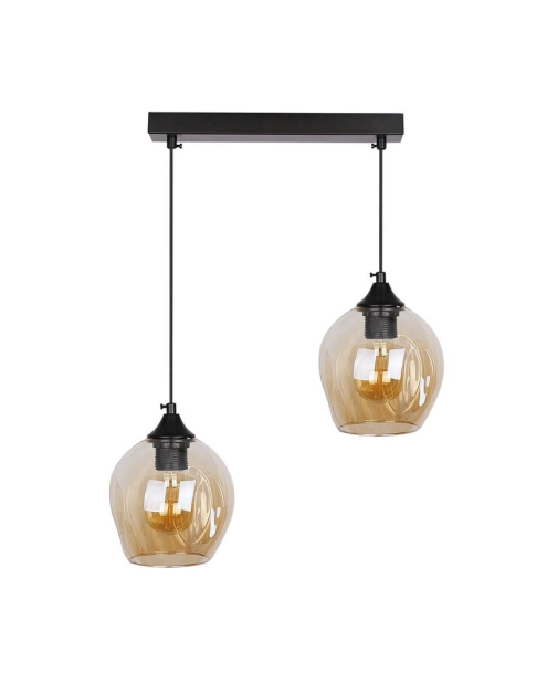 Zdjęcie: Lampa wisząca Aspa czarny 2x40 W E27 klosz brązowy CANDELLUX