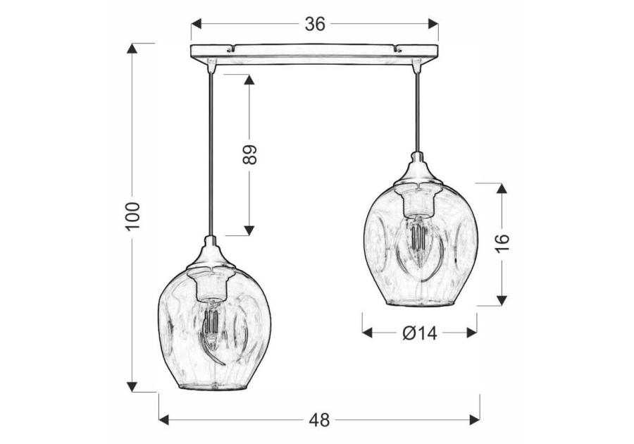 Zdjęcie: Lampa wisząca Aspa czarny 2x40 W E27 klosz brązowy CANDELLUX