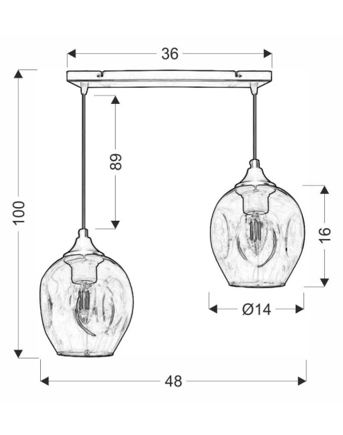 Zdjęcie: Lampa wisząca Aspa czarny 2x40 W E27 klosz brązowy CANDELLUX