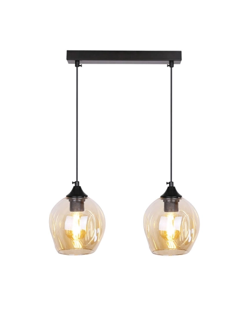 Zdjęcie: Lampa wisząca Aspa czarny 2x40 W E27 klosz brązowy CANDELLUX