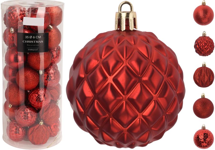 Zdjęcie: Bombki czerwone 6 cm - 35 szt. w tubie KOOPMAN