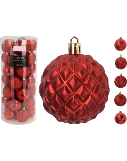 Zdjęcie: Bombki czerwone 6 cm - 35 szt. w tubie KOOPMAN
