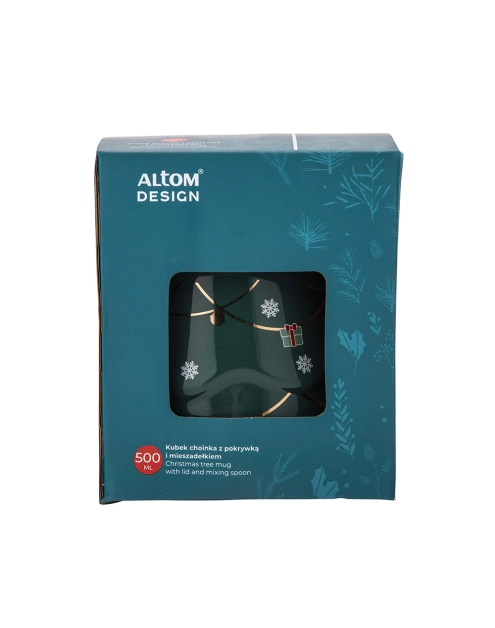 Zdjęcie: Kubek choinka zielona 500 ml z pokrywką i mieszadełkiem ALTOM DESIGN