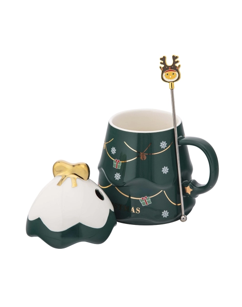 Zdjęcie: Kubek choinka zielona 500 ml z pokrywką i mieszadełkiem ALTOM DESIGN