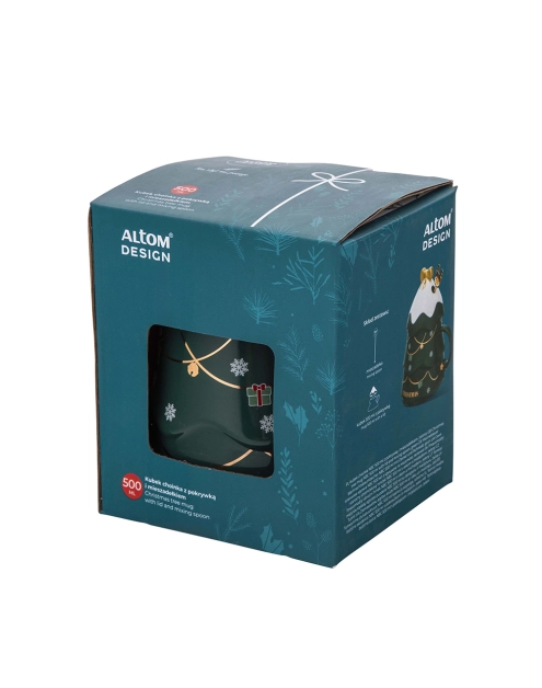 Zdjęcie: Kubek choinka zielona 500 ml z pokrywką i mieszadełkiem ALTOM DESIGN