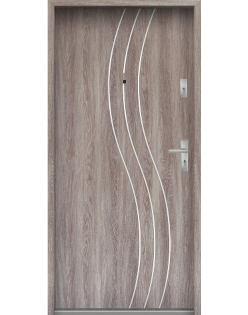 Zdjęcie: Drzwi wejściowe do mieszkań Bastion R-60 Dąb japoński 90 cm lewe OSPŁ KR CENTER