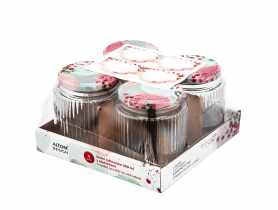 Komplet 4 słoików Spiżarnia Pani Domu ryflowanych 350 ml z 4 etykietami samoprzylepnymi ALTOM DESIGN