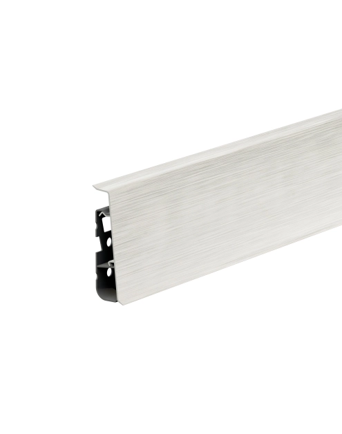 Zdjęcie: Listwa przypodłogowa PVC Hi Line Prestige 2,2x7,5 cm 2,50 m Aluminium szczotkowane białe Mat CEZAR