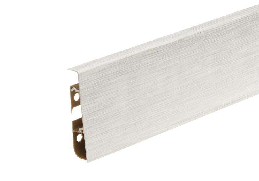 Zdjęcie: Listwa przypodłogowa PVC Hi Line Prestige 2,2x7,5 cm 2,50 m Aluminium szczotkowane białe Mat CEZAR